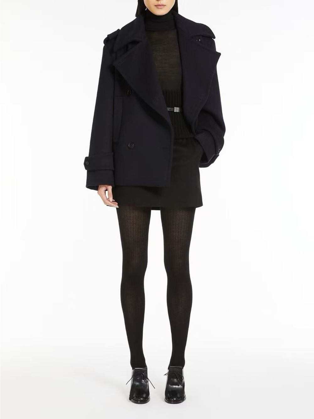 MaxMara Cashmere Wool Blend Pea Coat in ultramarine